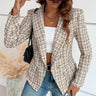 Plaid Pattern Blazer Elegant Plaid Double Button Blazer